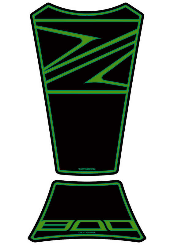 Protector de depósito Motografix Kawasaki Z800 2 piezas negro/verde