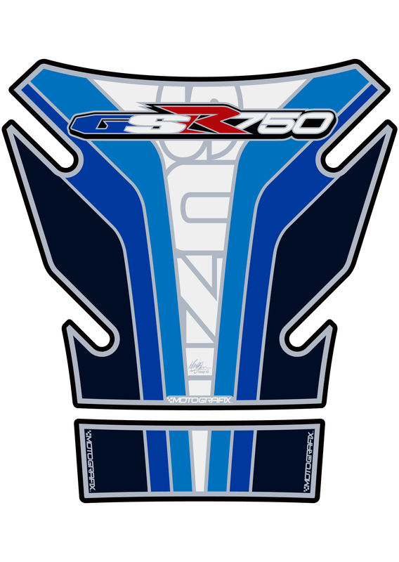 Protector de depÃ³sito Motografix SUZUKI GSR750 2 piezas blanco/azul