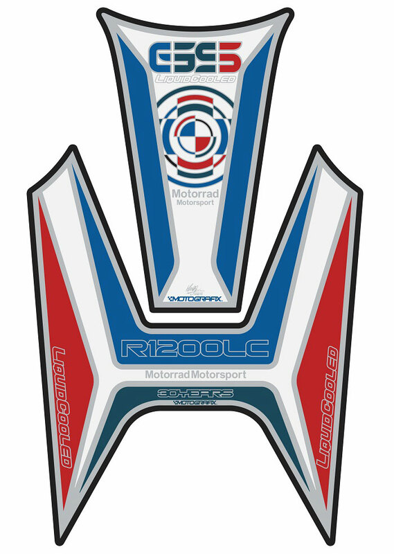 Protector de depósito Motografix R1200GS blanco/azul/rojo