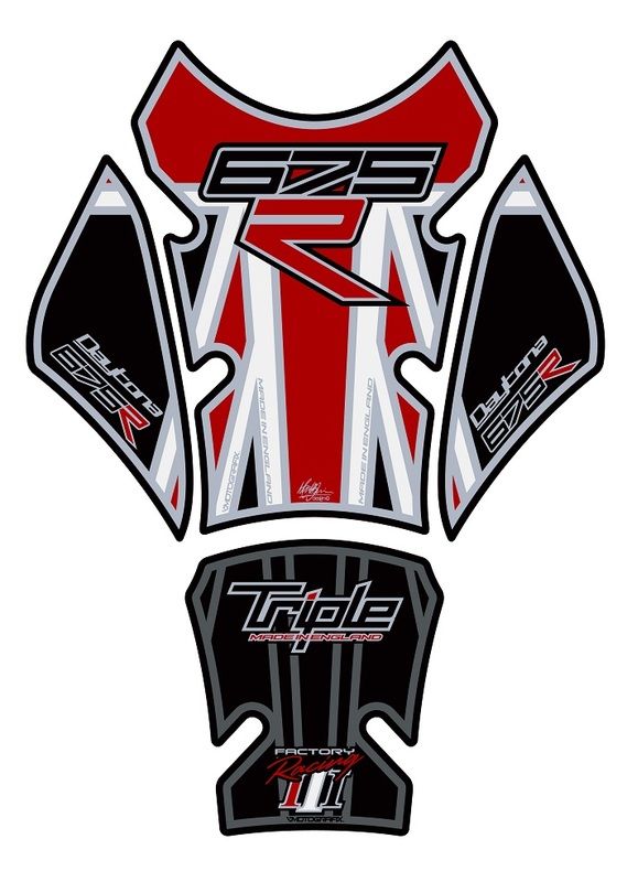 Protector de depósito Motografix Triumph 675 negro/rojo