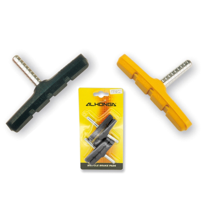 ALHONGA Juego de 4 zapatas de freno cantilever con espárrago rectas. Negro