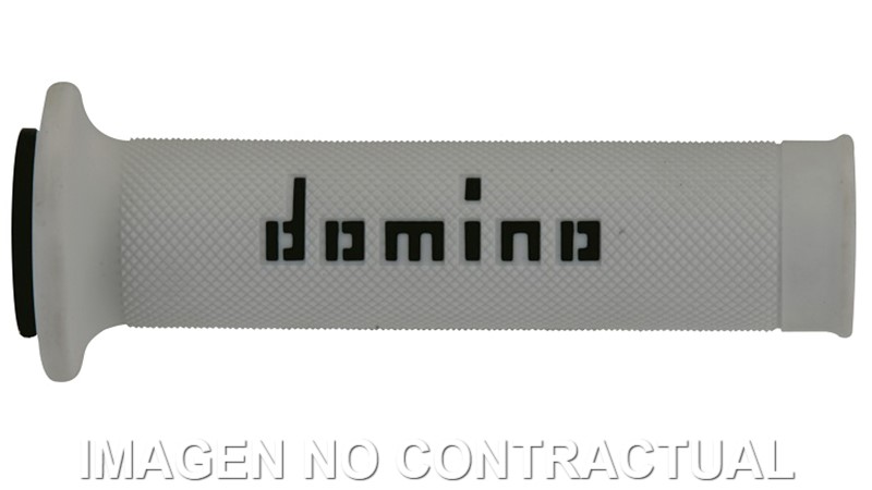 [A01041C4046] Puños Domino On Road Blanco - Negro Abiertos D 22 mm L 120-125 mm