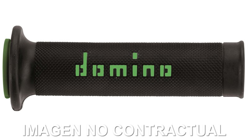 Puños Domino On Road Negro - Verde Abiertos D 22/26 mm L 120-125 mm