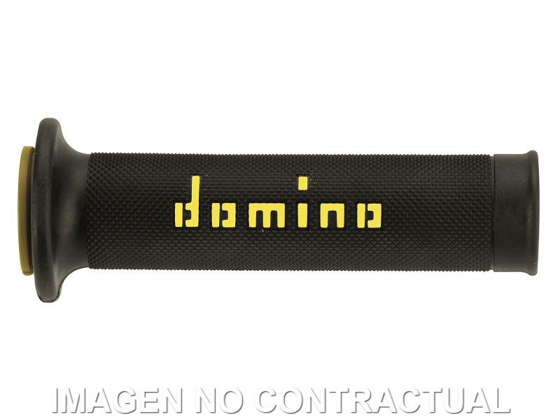[A01041C4740] Puños Domino On Road Negro - Amarillo Abiertos D 22 mm L 120-125 mm