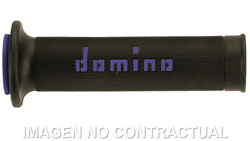 [A01041C4840] Puños Domino On Road Negro - Azul Abiertos D 22/26 mm L 120-125 mm