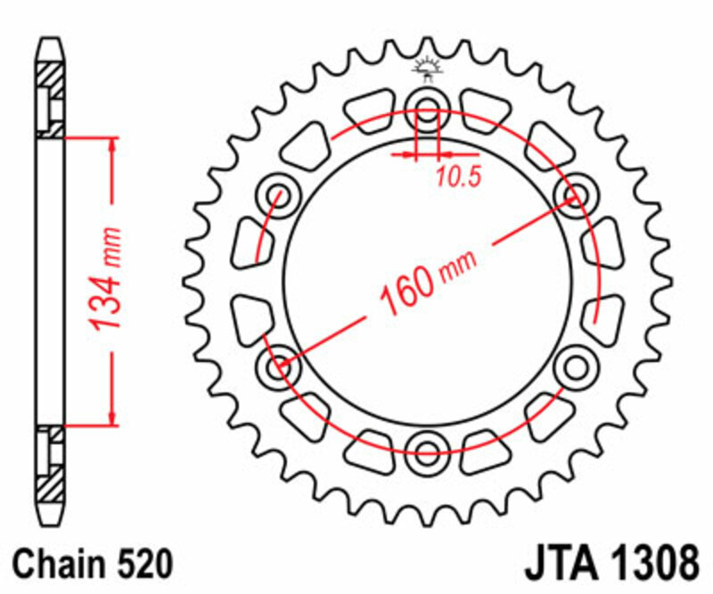 [JTA1308.41BLK] Corona JT SPROCKETS aluminio ultraligera 1308 - Paso 520