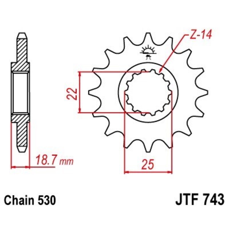 [JTF743.15] Piñón JT 743 de acero con 15 dientes