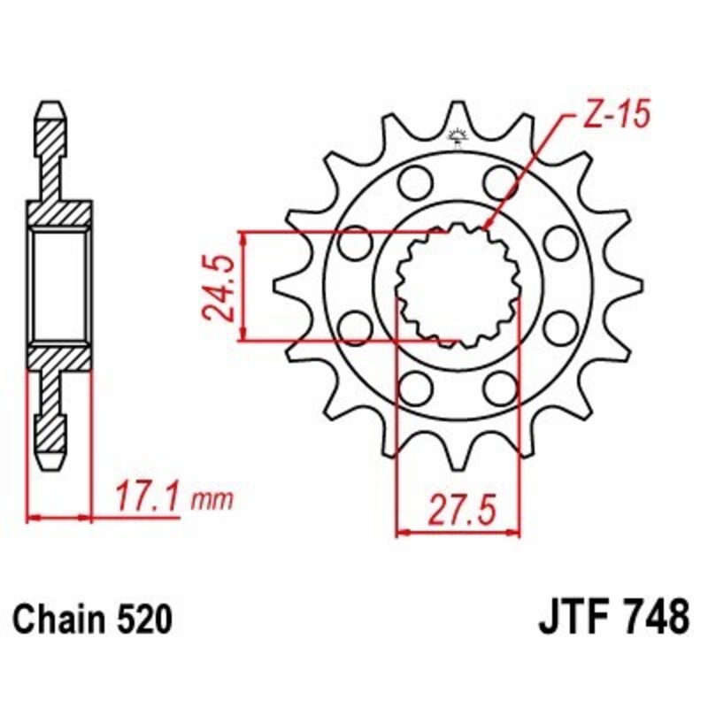 [JTF748.15] Piñón JT 748 de acero con 15 dientes