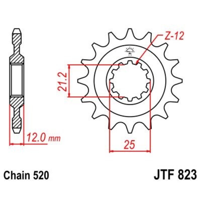 [JTF823.16] Piñón JT 823 de acero con 16 dientes