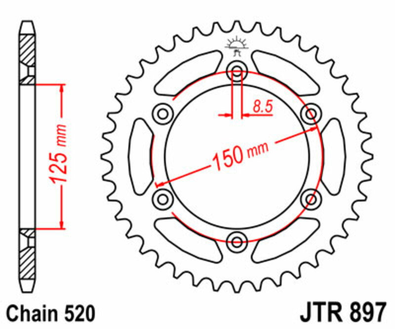 [JTR897.50] Corona JT 897 de acero con 50 dientes