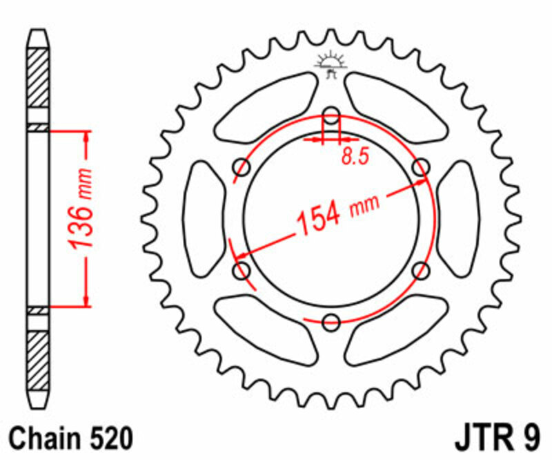 [JTR9.47] Corona JT SPROCKETS acero estándar 9 - Paso 520